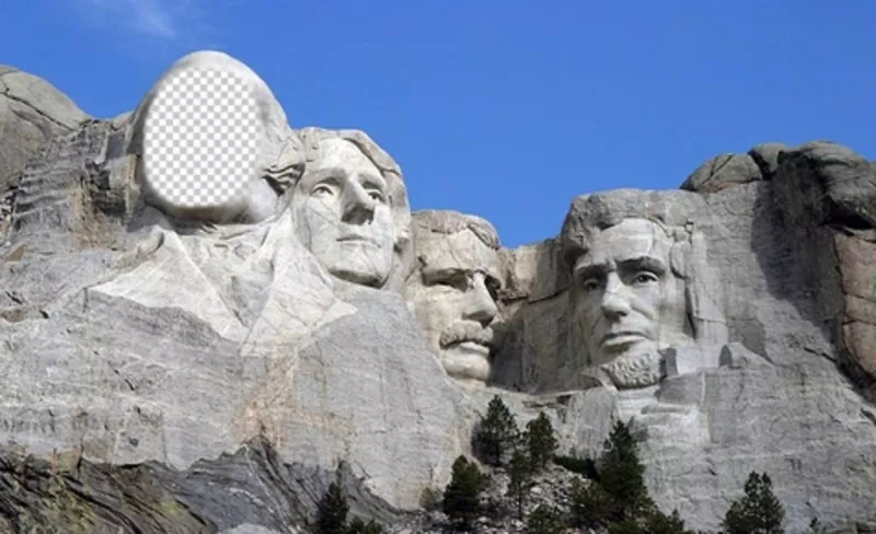 fotomontagem livre para colocar seu rosto na famosa obra de Mount Rushmoreen ..