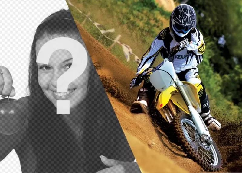 Fotomontagem com uma moto de motocross. ..