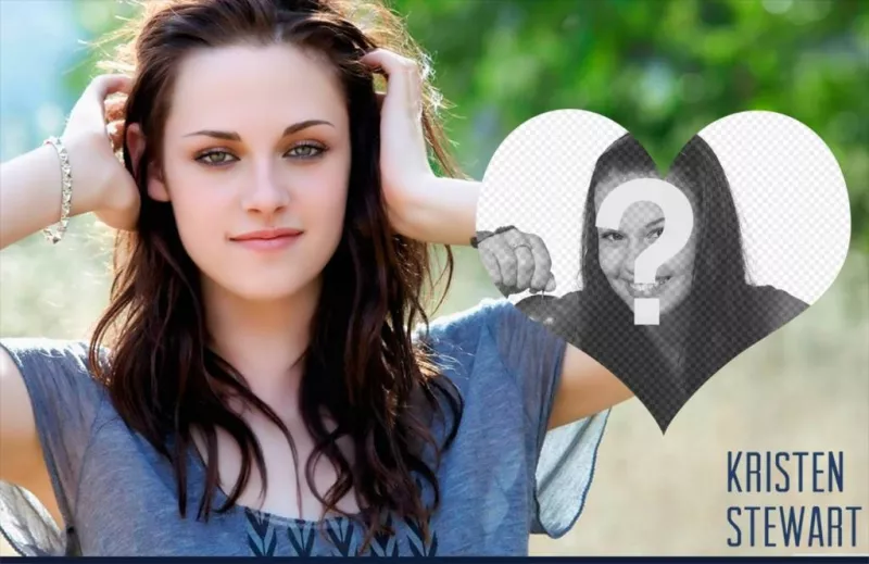 Fotomontagem com um coração ao lado de Kristen Stewart. ..