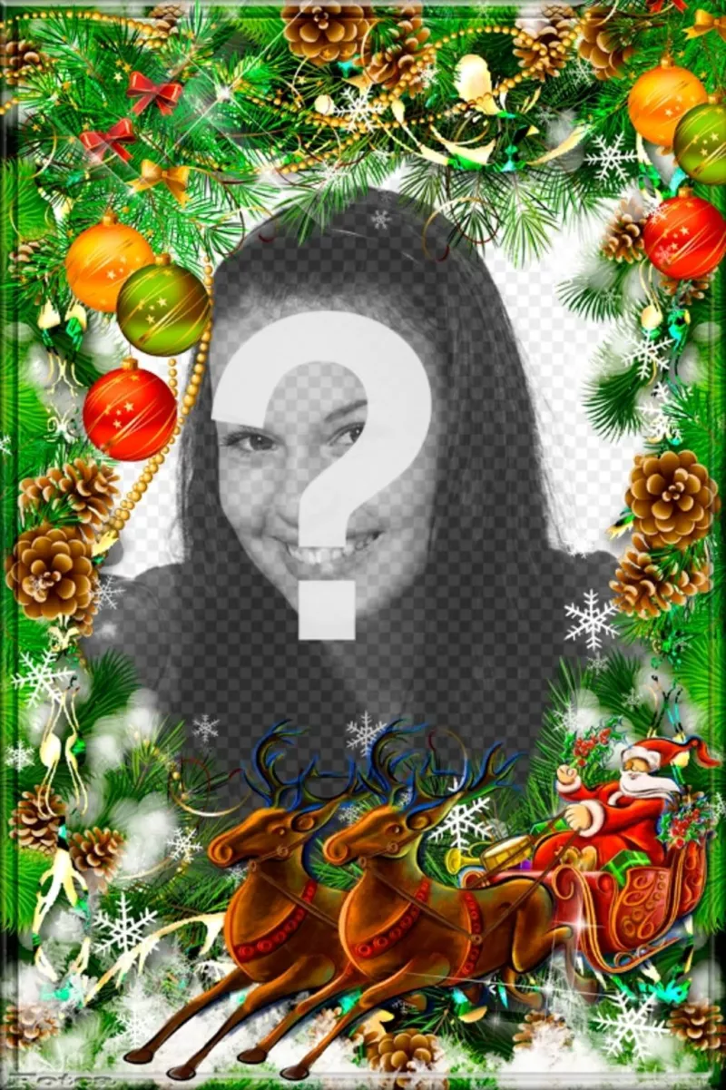 Cartão do Natal para personalizar com uma grinalda e Papai Noel. ..