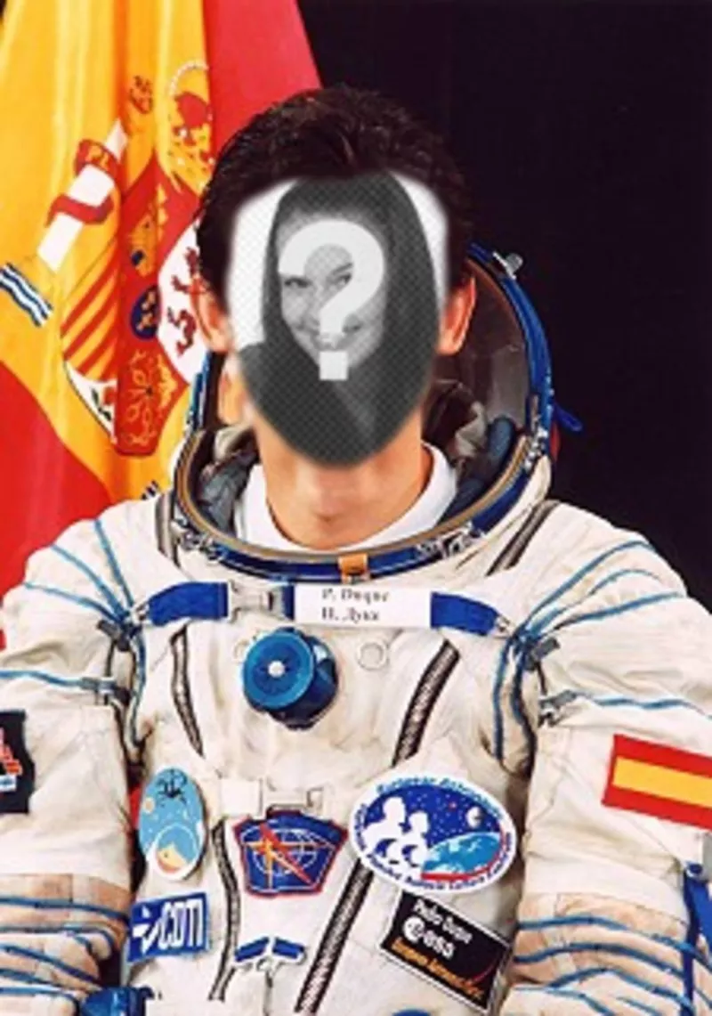 Efeito da foto onde você pode colocar seu rosto no corpo de Pedro Duque, astronauta espanhol ..