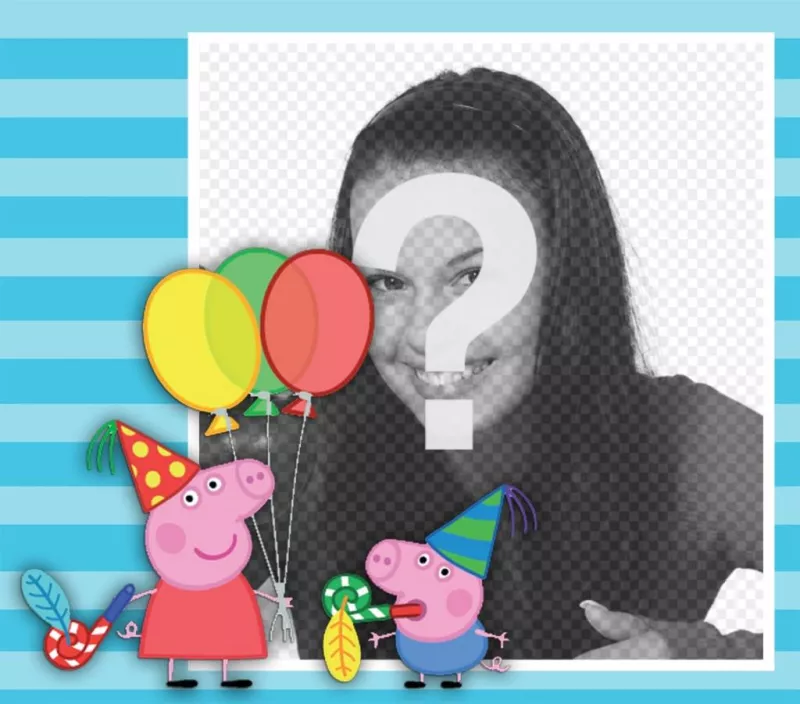 Efeito com Peppa Pig e George celebrando fazer upload de uma foto ..