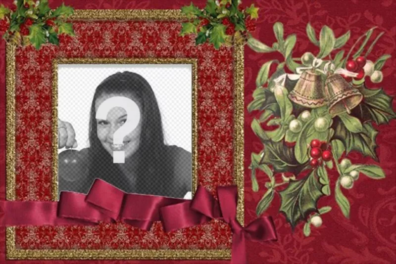 Classic cartão de Natal da cor vermelha para colocar sua foto moldura online ..
