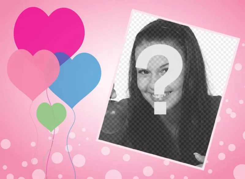 Cartão do amor com corações balões onde você pode adicionar sua foto ..