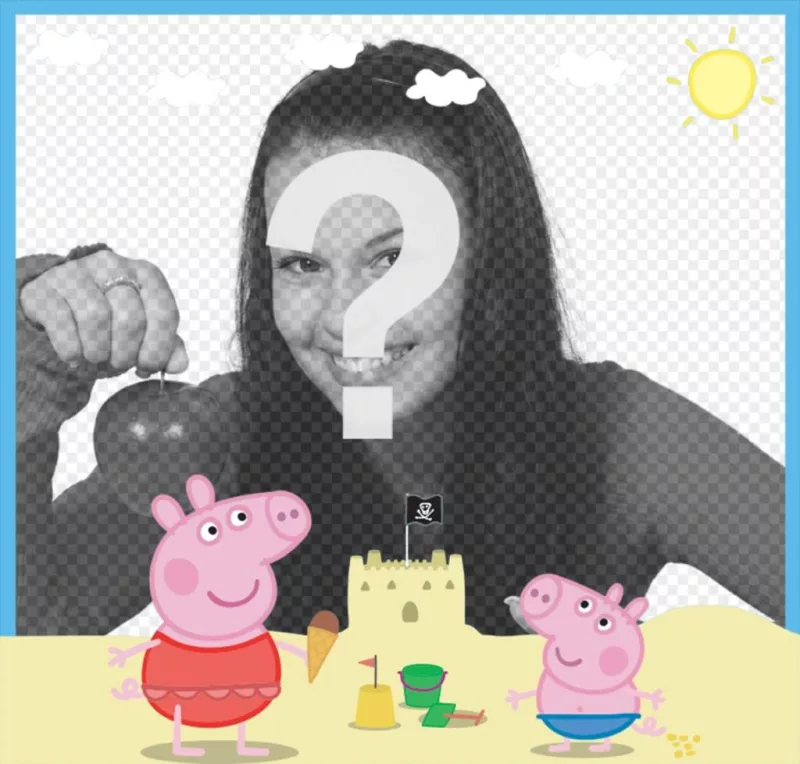 Editar esta moldura com Peppa Pig e George sobre o efeito Photo Beach ..