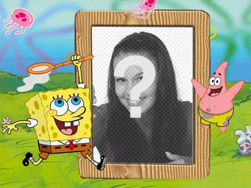 Fazer upload de sua foto a este quadro customizável, com efeitos a crianças customizável da foto Bob Esponja e Patrick ..