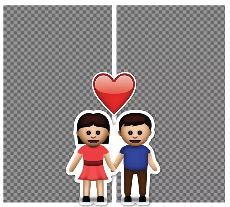 quadro livre para duas fotos com emoji do casal e um coração ..