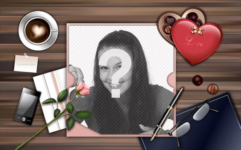 Carta de amor do cartão para colocar a sua foto dentro. ..