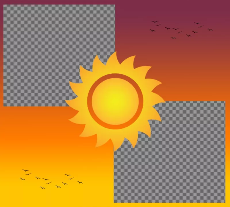 Colagem para editar com duas fotos e adicionar o sol em um por do sol ..