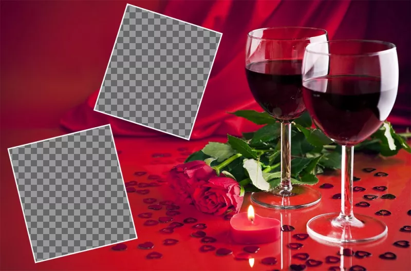 Cartão do amor romântico com dois copos de vinho para editar para o efeito on-line ..