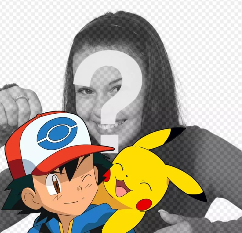 Efeito com Ash e Pikachu onde você pode adicionar sua foto para efeito de foto em linha ..