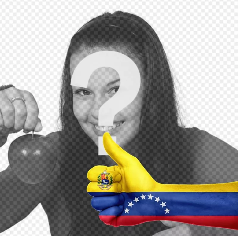 Coloque uma mão com o polegar para cima e a bandeira da Venezuela em suas fotos ..