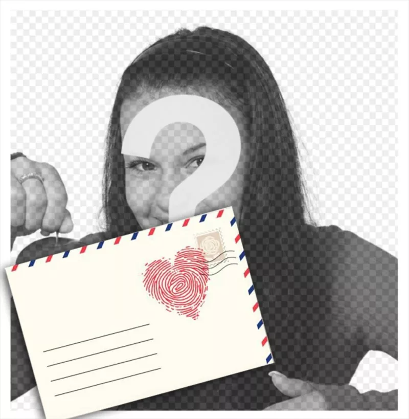 Fotomontagem com uma carta de amor para editar com sua foto em linha ..