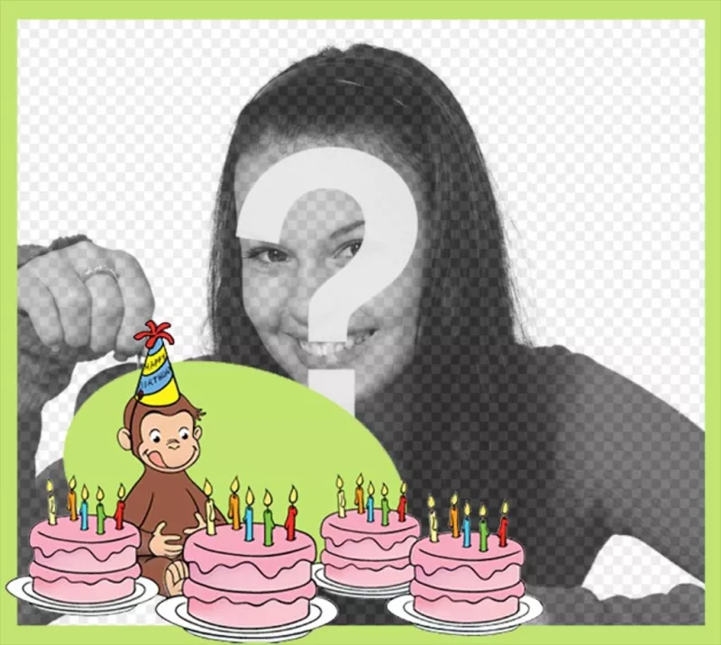cartão de aniversário editável com Curious George para o seu ..