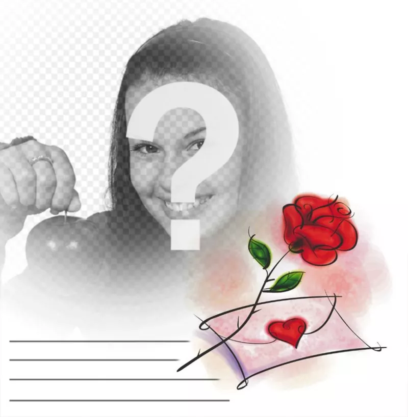 efeito da foto com uma rosa vermelha e uma carta de amor você pode editar ..