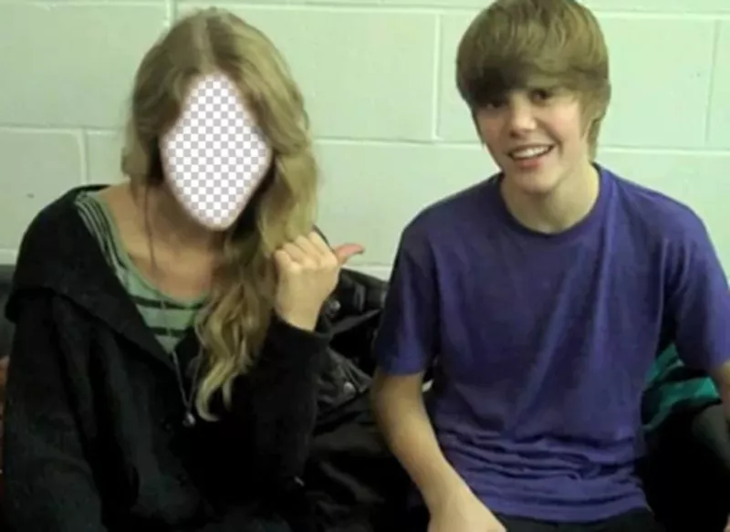 Fotomontagem de Justin Bieber menino com menina loira para colocar seu rosto ..