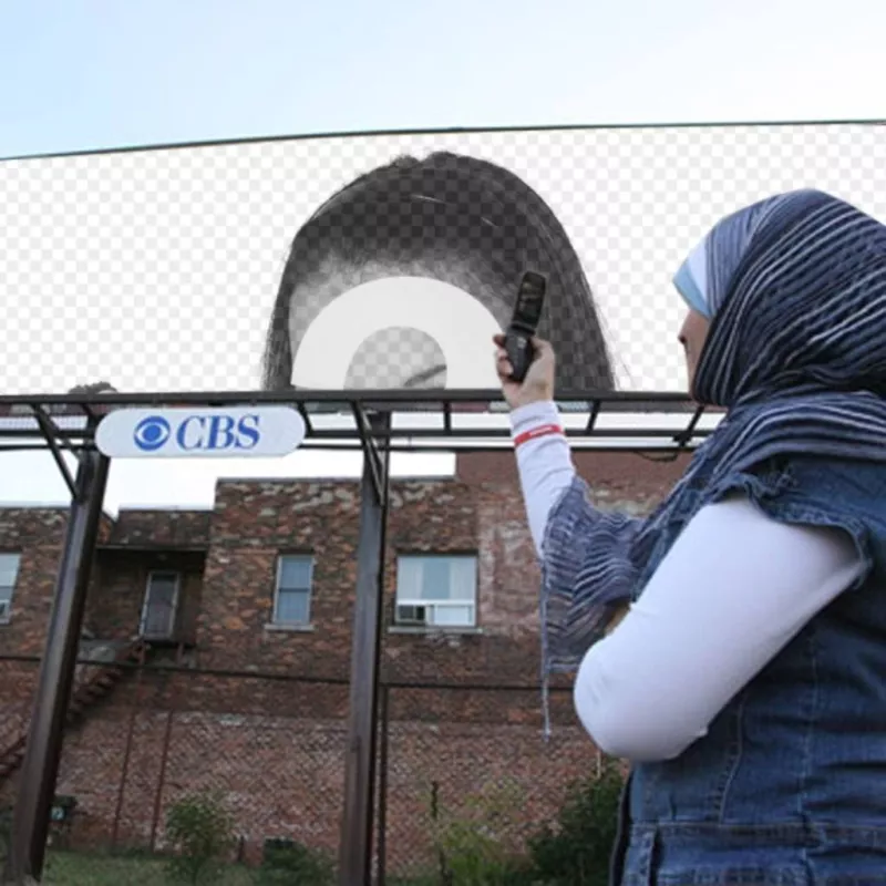 mulheres sacandole montar uma imagem de um banner com uma etiqueta da CBS, que começou como televisão online rádio online. Coloque sua foto em cima do..