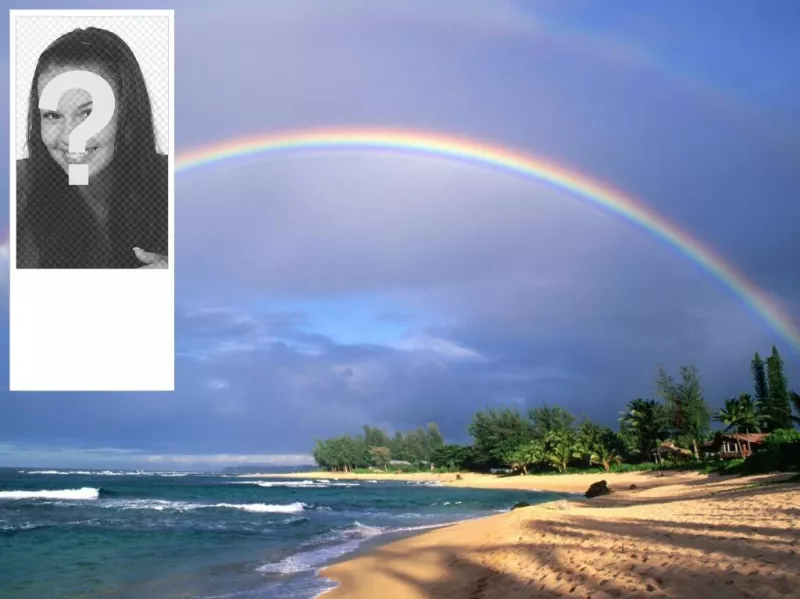 Papel de parede para o Twitter do arco-íris em uma praia, para colocar sua foto..
