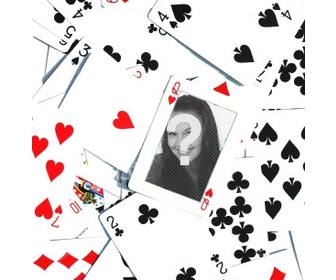 photomontage feita-se um lote cartões poker desordenada virado cima com um q coracões centro da imagem deste menu voce pode inserir uma imagem
