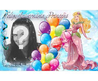foto montagem criar um cartão postal felicitar o aniversario da princesa da casa