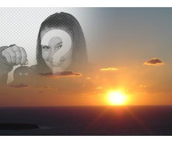 com essa montagem voce pode editar um do sol no litoral fazendo uma colagem com um corte sua foto ideal rostos