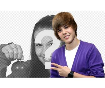 fotomontagem tirar uma foto com justin bieber