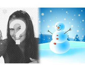 cartão natal simples felicitar seus entes queridos com boneco neve e neve