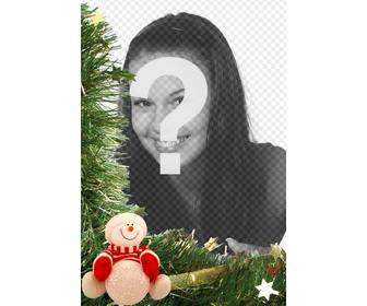 cartão natal com boneco neve e enfeites colocar sua foto