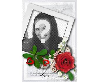 cartão com estilo polaroid  e uma rosa especial o dia namorados