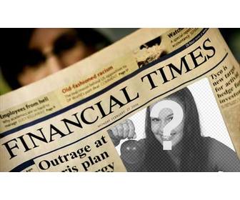 fotomontagem do financial times envie sua foto e da capa do jornal negocios