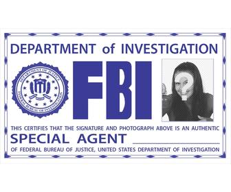fotomontagem do cracha identificacão do fbi