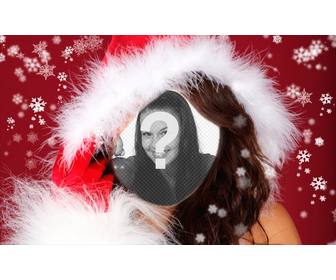 fotomontagem assistente feminina papai noel fazer com sua linha foto