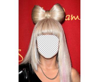 vestir-se lady gaga com seu cabelo loiro com fotomontagem