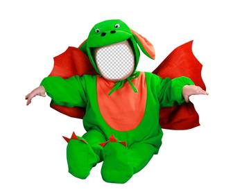 fotomontagem editar um traje do dragão verde com sua foto