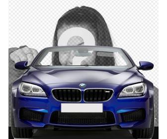 dirigir um conversivel bmw azul com fotomontagem em voce pode colocar sua foto voce dirigindo um carro