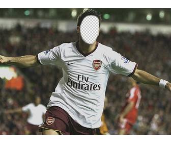 fotomontagem dar um rosto cesc fabregass com camisa do arsenal