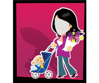 cartão do dia das mães com um estilo desenho animado editar ideal fotomontagem
