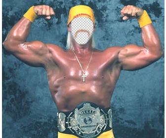 fotomontagem colocar um rosto corpo hulk hogan mostrando sua forca