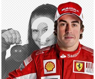 fotomontagem em voce ira aparecer em uma foto com fernando alonso piloto da ferrari