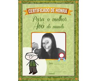 diploma imprimir o melhor avo do mundo personalizar com foto e texto online gratuitamente