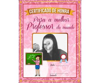 diploma o melhor professor do mundo colocar uma imagem com um fundo rosa