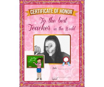 certificado o melhor professor do mundo personalizar on-line e gratuito