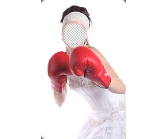 fotomontagem uma noiva boxer femea colocar seu rosto o efeito fun
