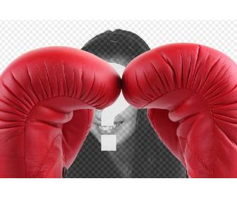 fotomontagem com um par luvas boxe vermelhas colocar sua foto fundo voce e um boxeador
