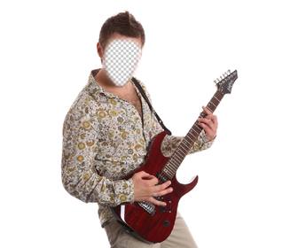 fotomontagem um guitarrista exotica com sua foto em linha