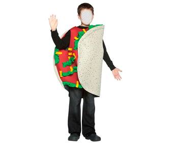 fotomontagem uma crianca vestida um taco adicionar o seu rosto