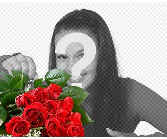 adicione suas fotos um buque rosas romantico dar ao seu amante e adicione o texto online