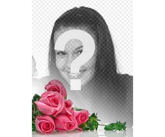 fotomontagem com rosas com fundo branco gradiente colocar suas fotos romanticas