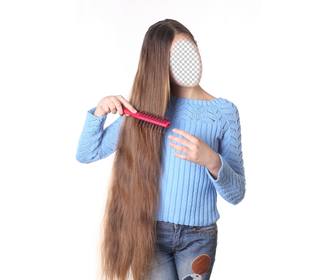 fotomontagem uma menina com cabelos extra longo personalizar com seu