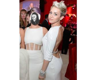 fotomontagem proxima miley cyrus oscar partido loira vestido branco